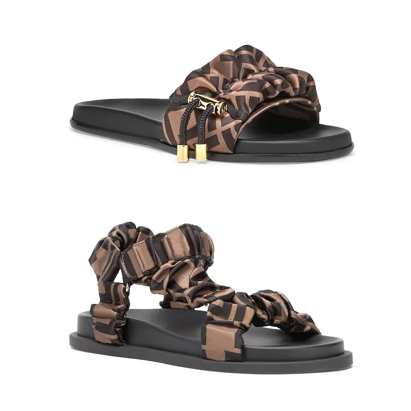 Terlik Hisset Sandal Sıradan Ayakkabı Moda Erkekler Kadın Mule Designer Plaj İpek Kumaş Gladyatör Kaydırıcıları Düz ​​Topuk Seyahat Boyutu 35-46 BAYA İLE BAŞLI SAHİK SANDALE SLIDE