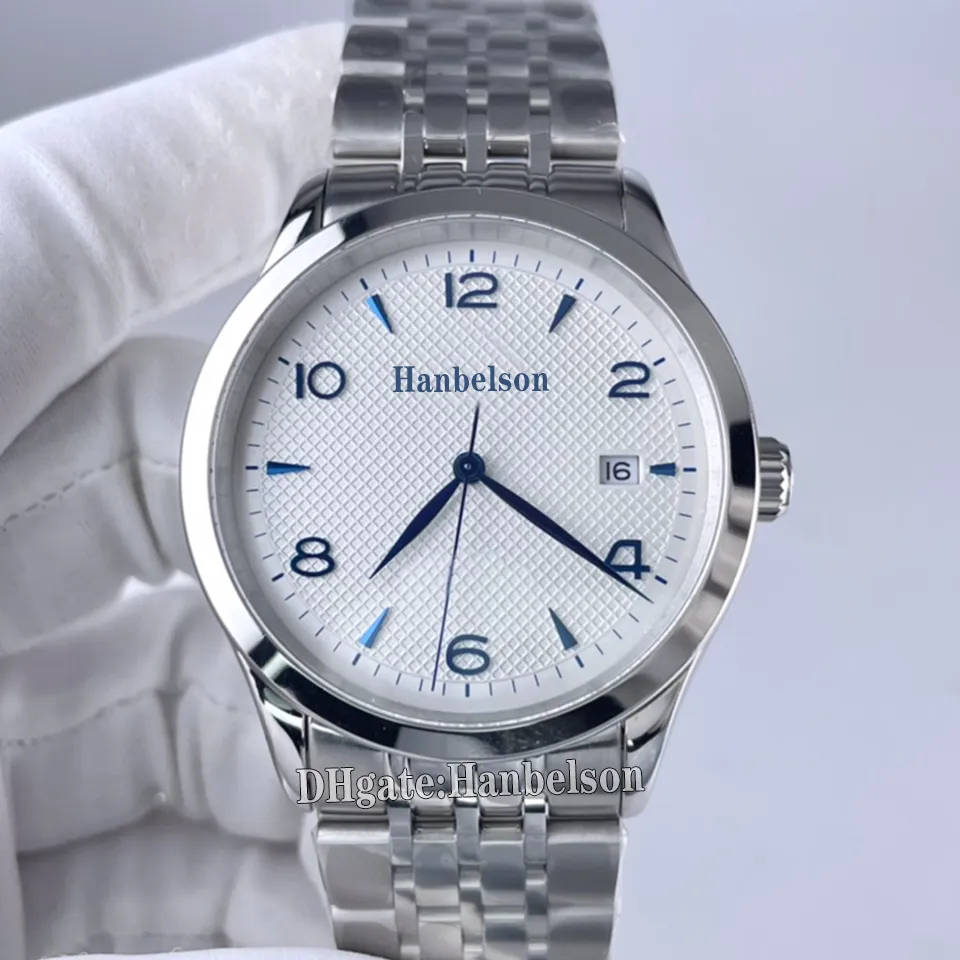 Relógio masculino de negócios japão 8215 movimento automático vidro safira mostrador branco à prova d3água 39mm relógio de pulso fecho dobrável