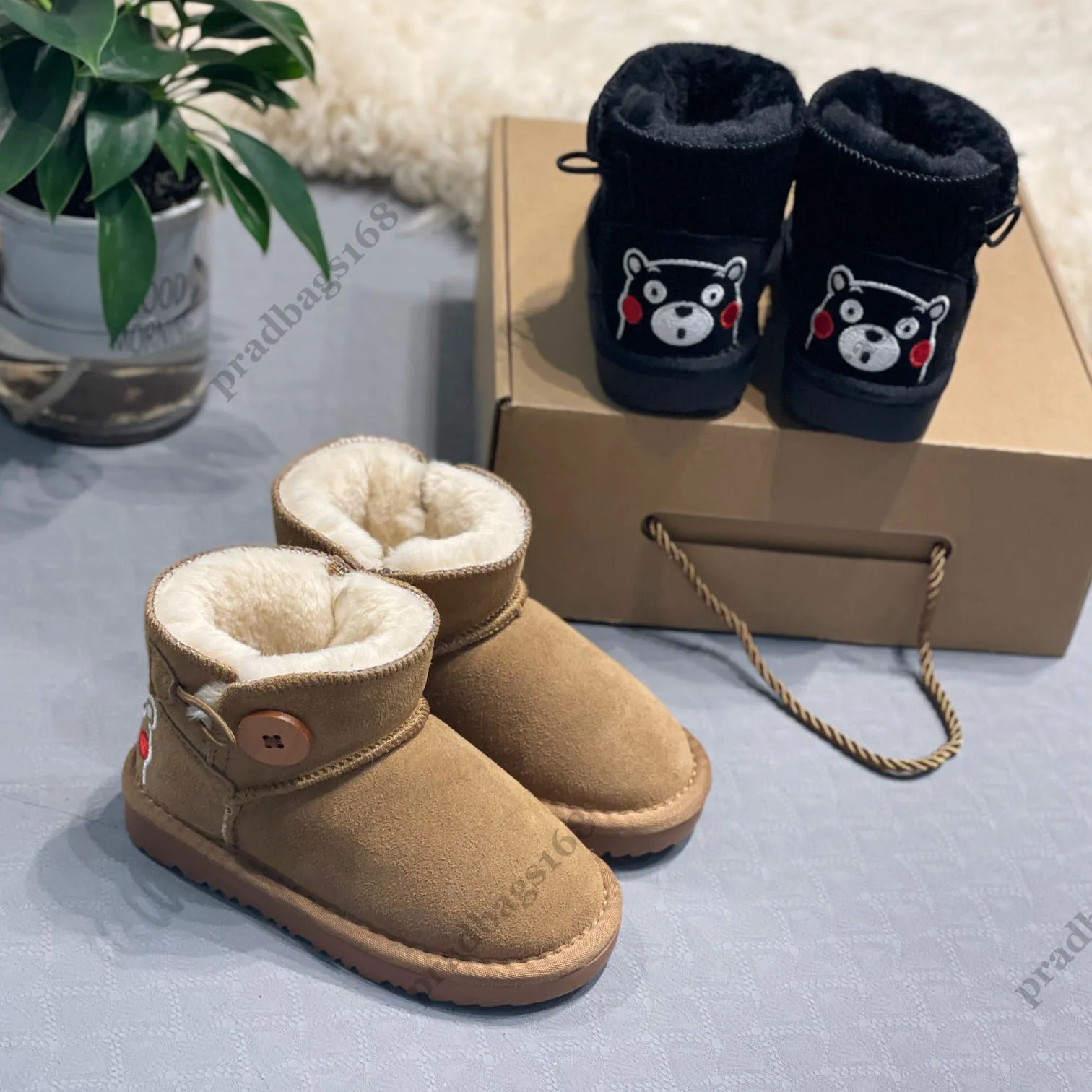 Kid shoe fur snow boots Baby kids boots boys girls Designer Fluffy Slipper Platform outdoor Wool shoes Toddlers Mini Boot Australia warm shoe Children 666