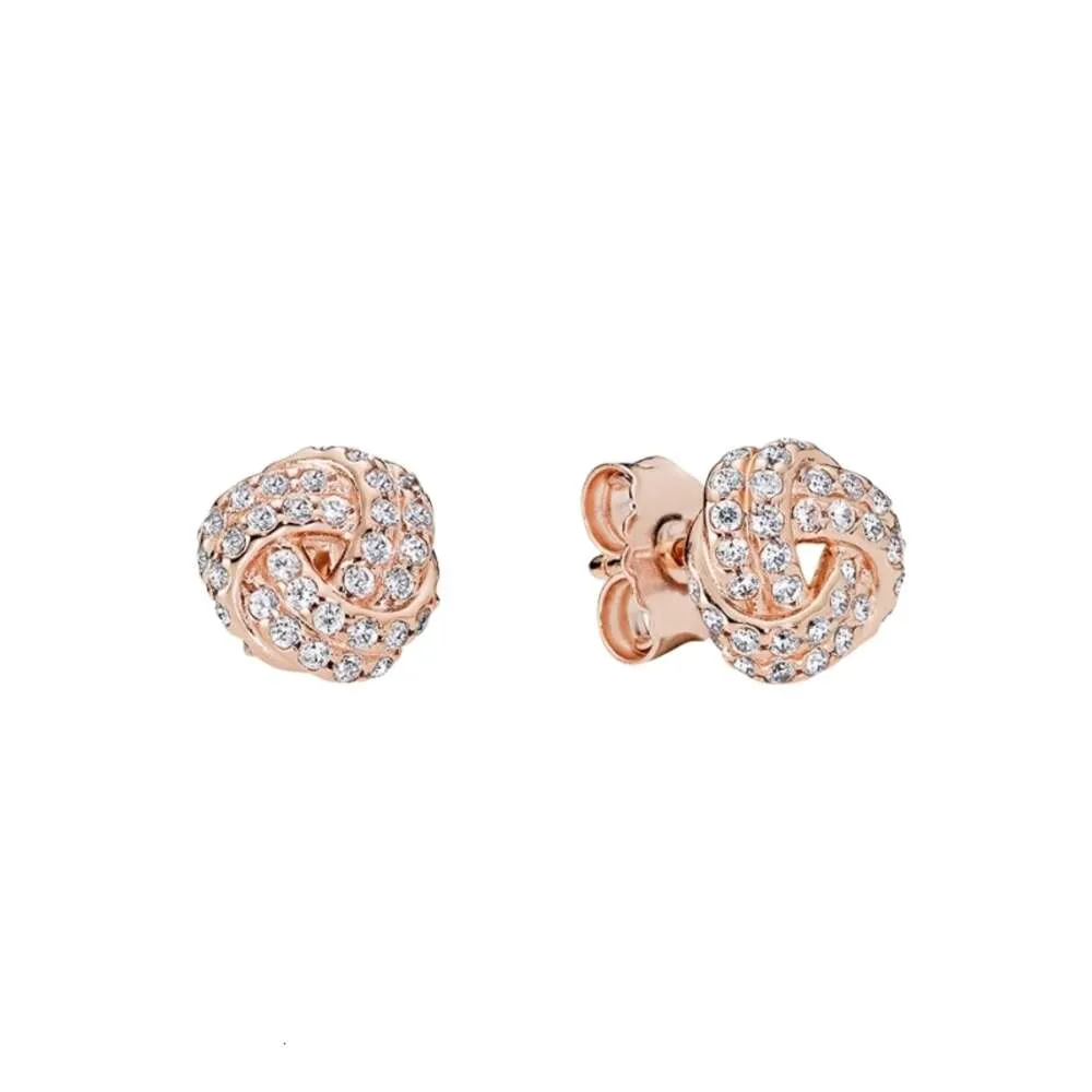 Pandoras Earrings Designer For Women Jewelry Original High Quality Charm Rose Gold Knot Earrings For Silver Earring Gift