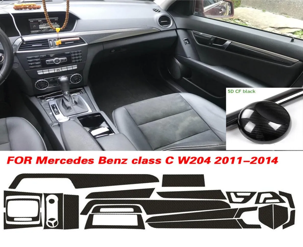 För Mercedes C Class W204 2011-2014 Interiörens centrala kontrollpaneldörrhandtag 3D 5D Kolfiberklistermärken dekaler bilstyling Accessorie7067833