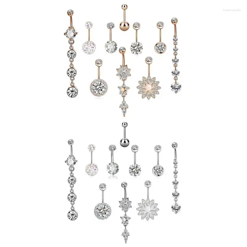 Boucles d'oreilles pendantes 10 pièces, anneau de nombril incurvé, haltère, bijoux de corps, Piercing pour femmes, anneaux