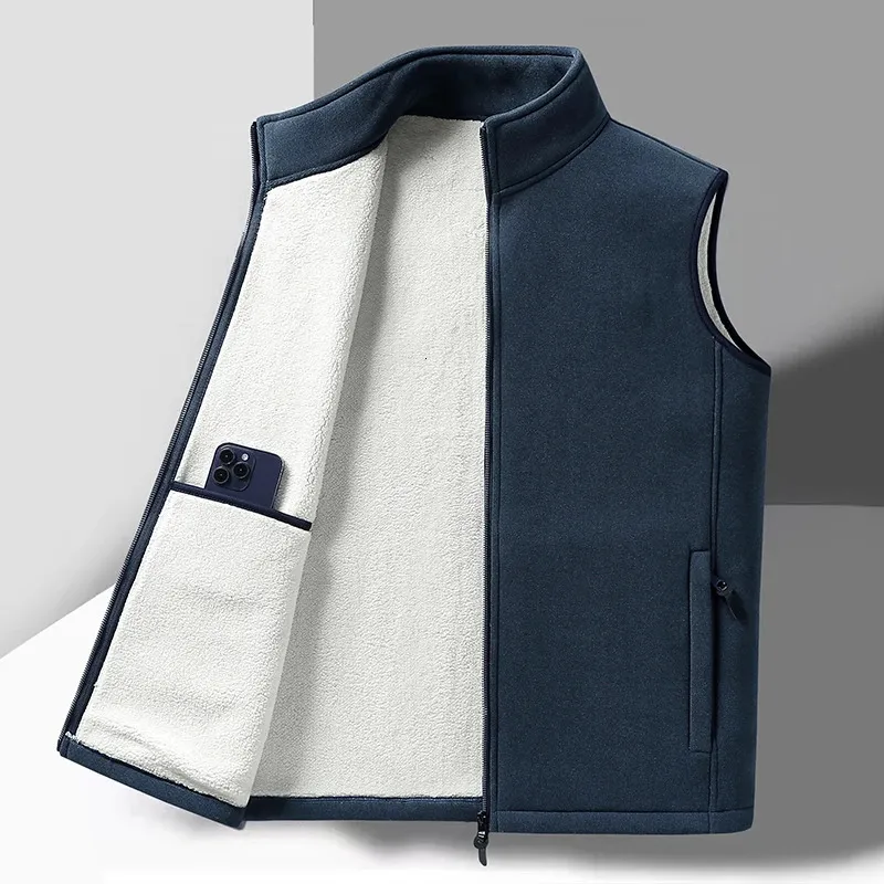 Fashion Plus Size Male Warm Waistcoat Fleece Vest Mens Lamb Cashmere Sleeveless Coat Men Brand Clothing Winter 231229