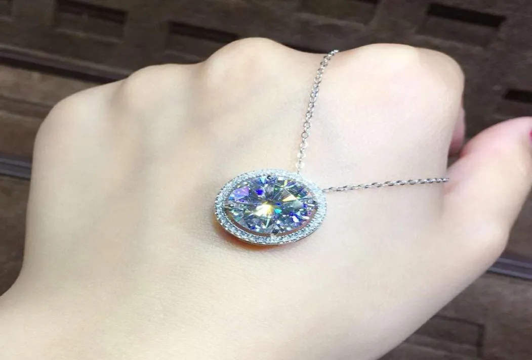 Enorme ciondolo con diamante moissanite da 5 ct, vero argento sterling 925, collana con pendenti per matrimonio, festa, per le donne, gioielleria raffinata, regalo8265920