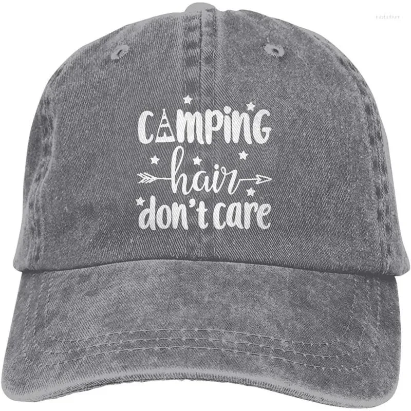 Ball Caps Happy Camper Hat Unisex Baseball Camping Hair Don't Care Denim Dad Printed Summer Adjustable Outdoor Hats