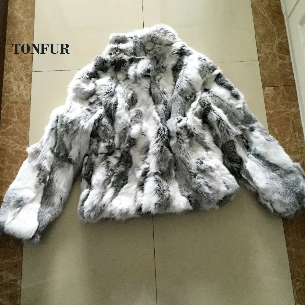 2023 женское пальто с воротником-стойкой из натурального кроличьего меха, натуральная куртка из цельной кожи, полная шкура на заказ WSR61 231228