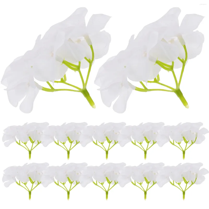 Flores decorativas 12 Pcs Falso Cabeça de Hortênsia Artificial Cabeças de Casamento Hortênsias de Seda Branco