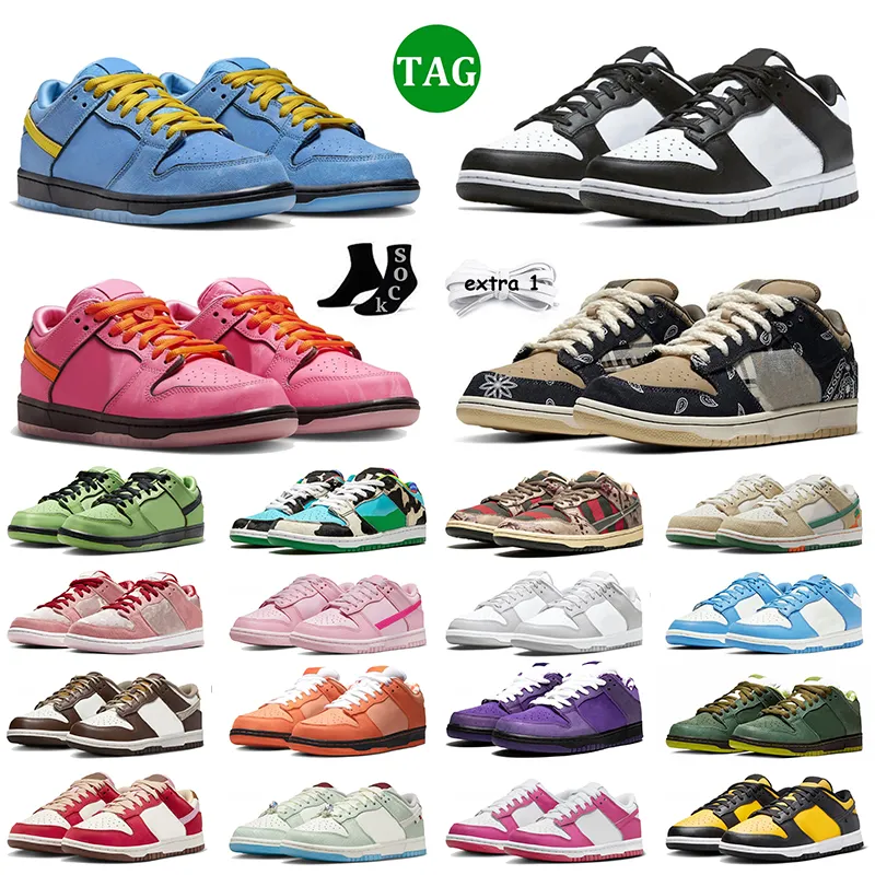 2024 OG Low Panda Running shoes Girls Bubbles Pink Blossom Jarritos Freddy Krueger UNC Pandas Orange Green Lobster Coast Grey Flat sneakers Skate trainers Size 36-48