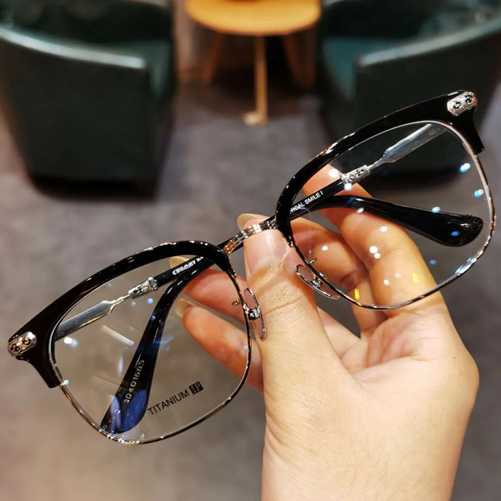 Designer Ch okulary krzyżowe Chromy Marka okulary przeciwsłoneczne Oko Eye Eye Mężczyźni Kobiety Retro Duża twarz Tytan Ultra Light Shiopia Half Heart Wysoka jakość Ramy LFA6