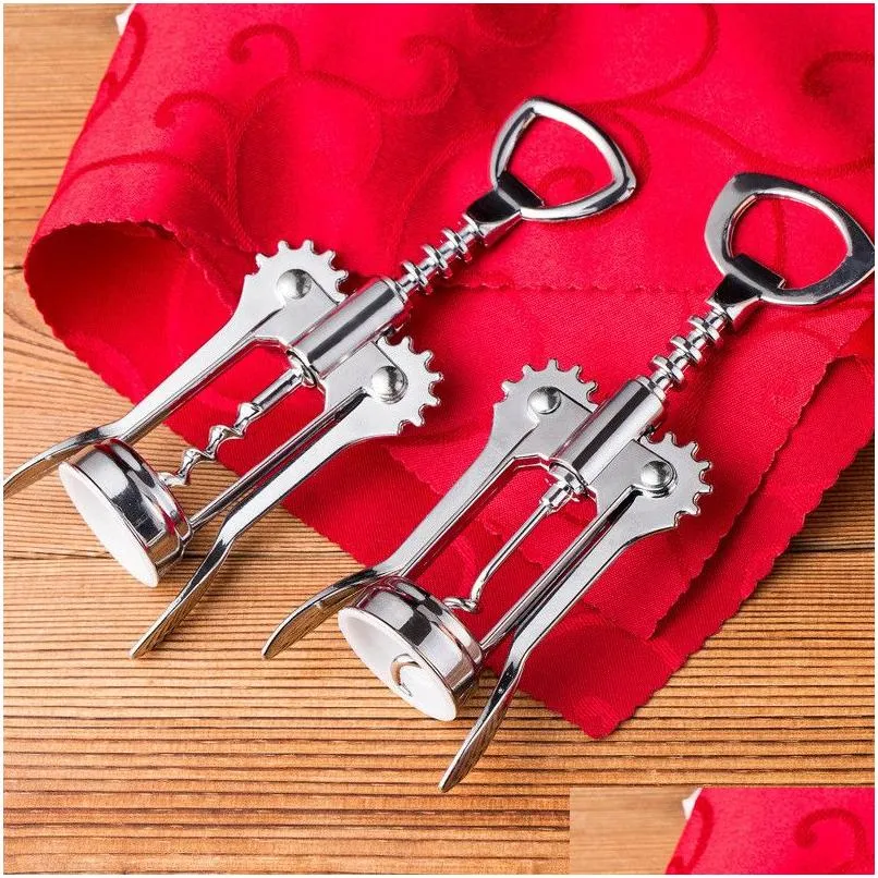 Bottle Favors Wine Opener Stainless Steel Metal Strong Pressure Wing Corkscrew Grape Kitchen Dining Bar Accesssory Straight Drop Del Dhibz
