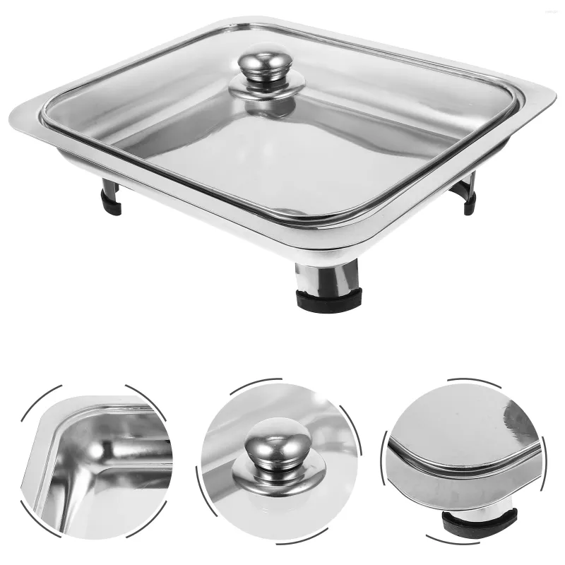 Set di stoviglie Supporto per pentole Vassoio per banchetti a buffet in acciaio con coperchio Fonduta in metallo Porta alimenti in acciaio inossidabile