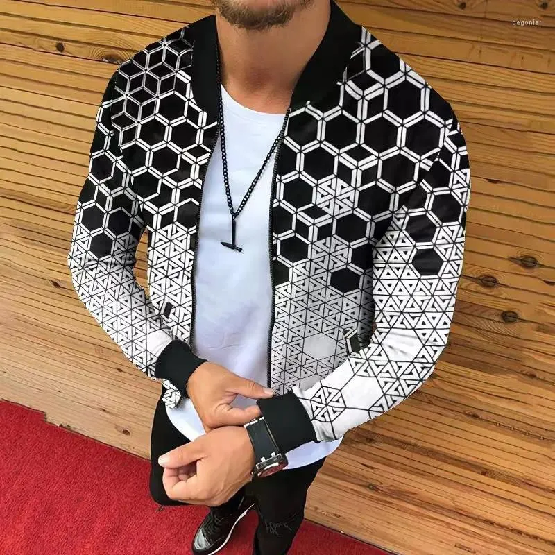 Giubbotti da uomo Colletto da baseball da uomo Giacca Cappotto Abbigliamento Y2k Chaqueta Autunno Uomo Plaid Stampa Bomber Zip Up Outwear Chaquetas Hombre