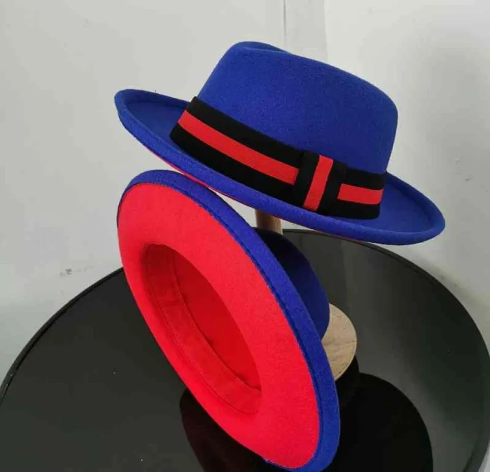 Fedora dwa stonowane fedorowie dla czarnego czerwonego filcu Jazz Bowler Perfomance Wo and Men Church Hat1951441