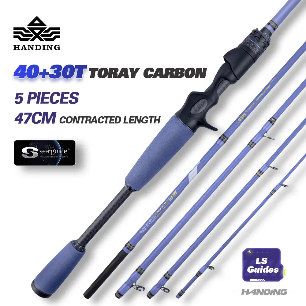 HANDING Portable Fishing Rod Star Trails 5 Section 40Ton Full Carbon Fiber SEAGUIDE LS Guides Spinning Rod and Casting Rod 231228