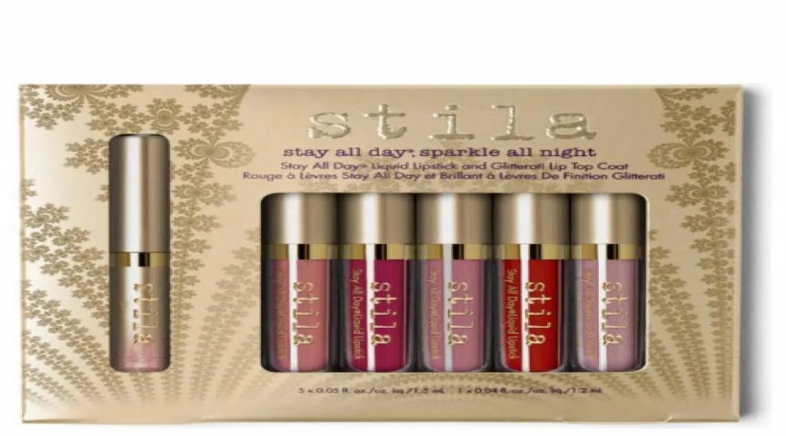 Makeup Stay All Day Collezione di kit di rossetti liquidi e top coat per labbra glitterati in 6 tonalità Set di cosmetici lucidalabbra opachi7623328