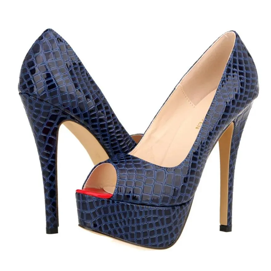 Stivali peep toe piattaforma con tacchi alti pompe per donne scarpe da donna nuovo sexy mobilità coccodrillo scarpe da festa poco profonde lavorano comode scarpe da donna 14 cm