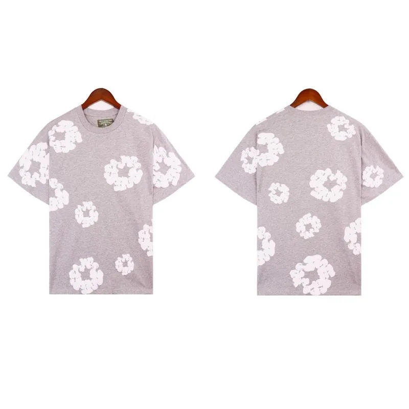 Designer Michael Falection Flower Tracksuit Printed Denim Distressed Shirt Cotton Street Casual Tee Spring Autumn Design Tshirt Hip Hop Tshirts Tears 961