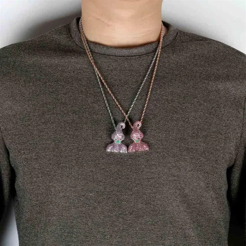 Collares colgantes GUCY Hip Hop Personaje Anime Majin Buu Collar Micro Pave CZ Colgantes de Piedra Hombres Regalo de Navidad 246h