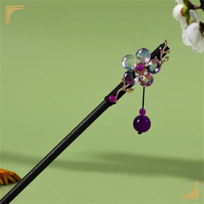 Haarclips Hanfu-accessoires Traditionele charme Sierlijke elegante stok met zwierige kwastjes Imitatie ebbenhout Tijdloze elegantie