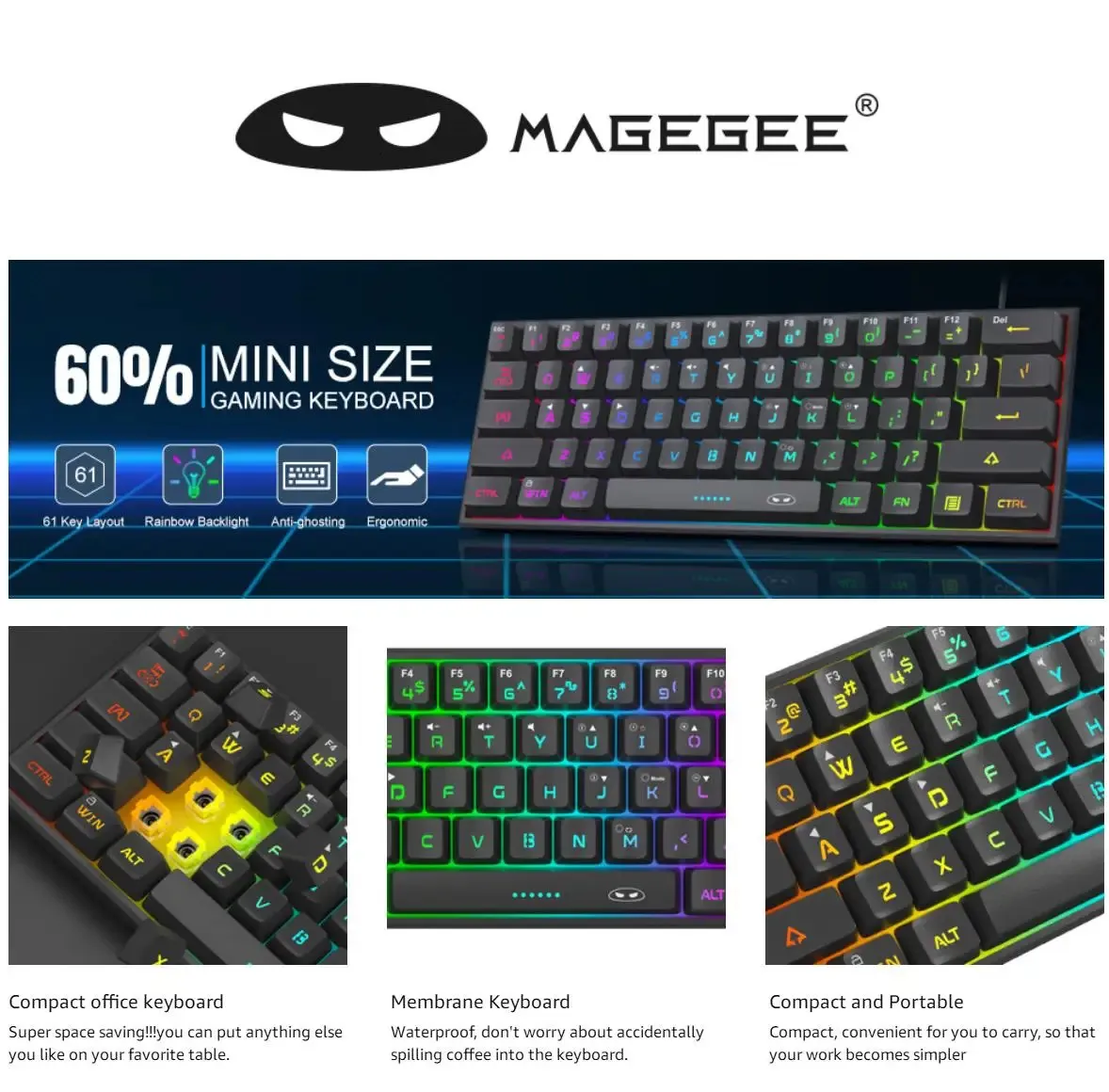 Teclado Mecánico Para Juegos Con Cable 60%, Minayout Ultra