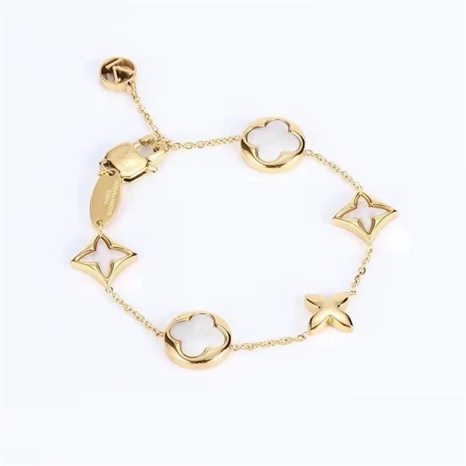 Braccialetti con chiusura a fiore Bracciale lettera V Designer in acciaio al titanio per donna uomo gioielli di lusso regali donna ragazza oro argento oro rosa 211p