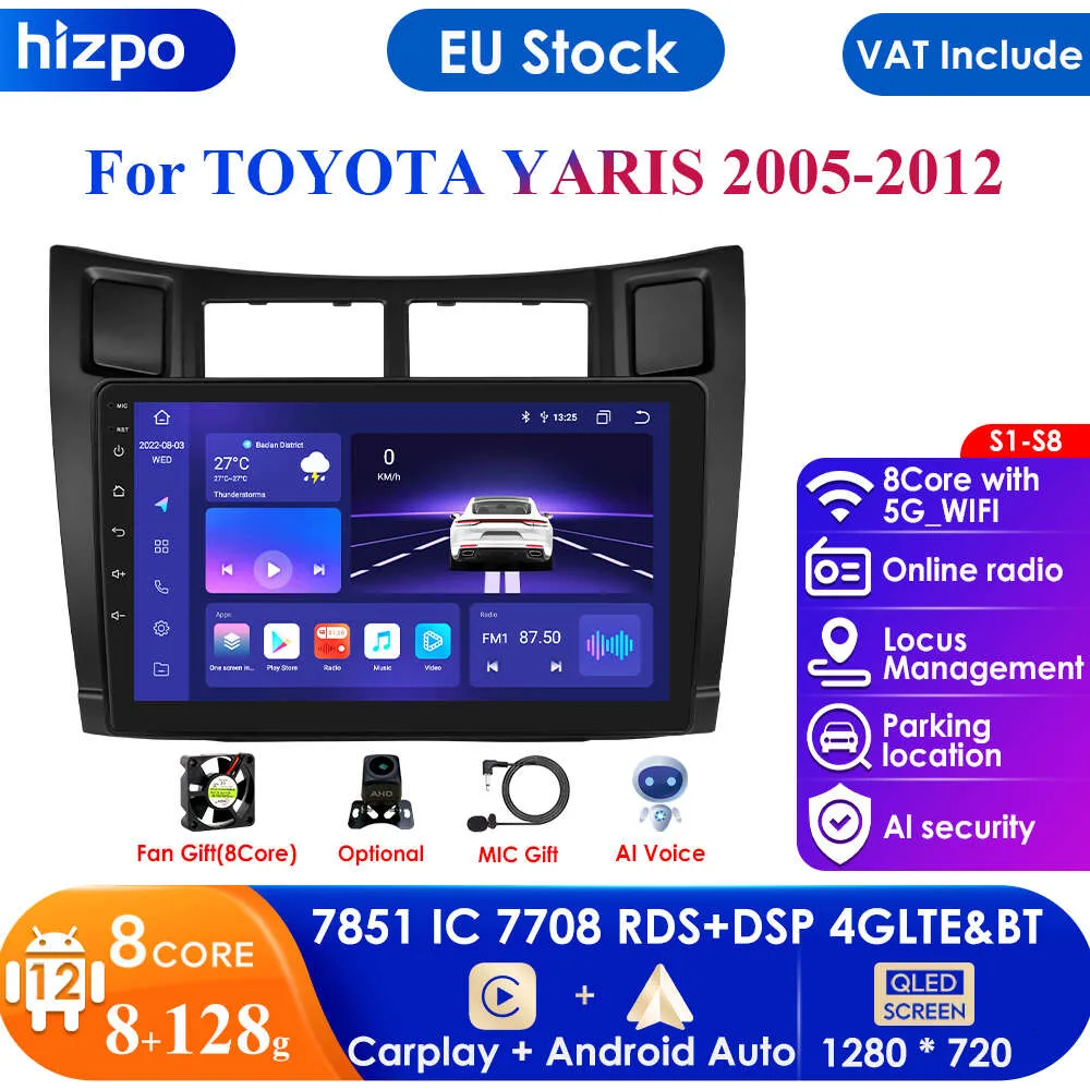 7862 Smart System 2Din Android Car Radio GPS för Toyota Yaris 2005-2012 Multimedia Video Player CarPlay 4G WiFi DSP BT Autoradio