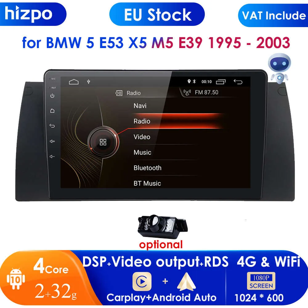 2GB + 32GB DSP AI voix 2 Din Android Auto Radio pour 5 E39 1995 - 2003 E53 X5 M5 Carplay 4G voiture multimédia GPS 2din Autoradio