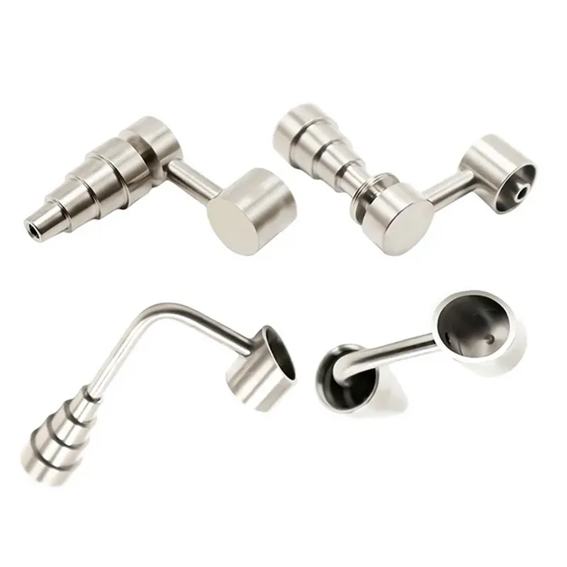2 Styles GR2 Universal Titanium Nail Dome-less Buckets Bubbler Banger Nails 18mm 14mm 10mm Male Female Joint 6 in 1 Smoking Accessories For Glass Bong Hookah Dab Rigs