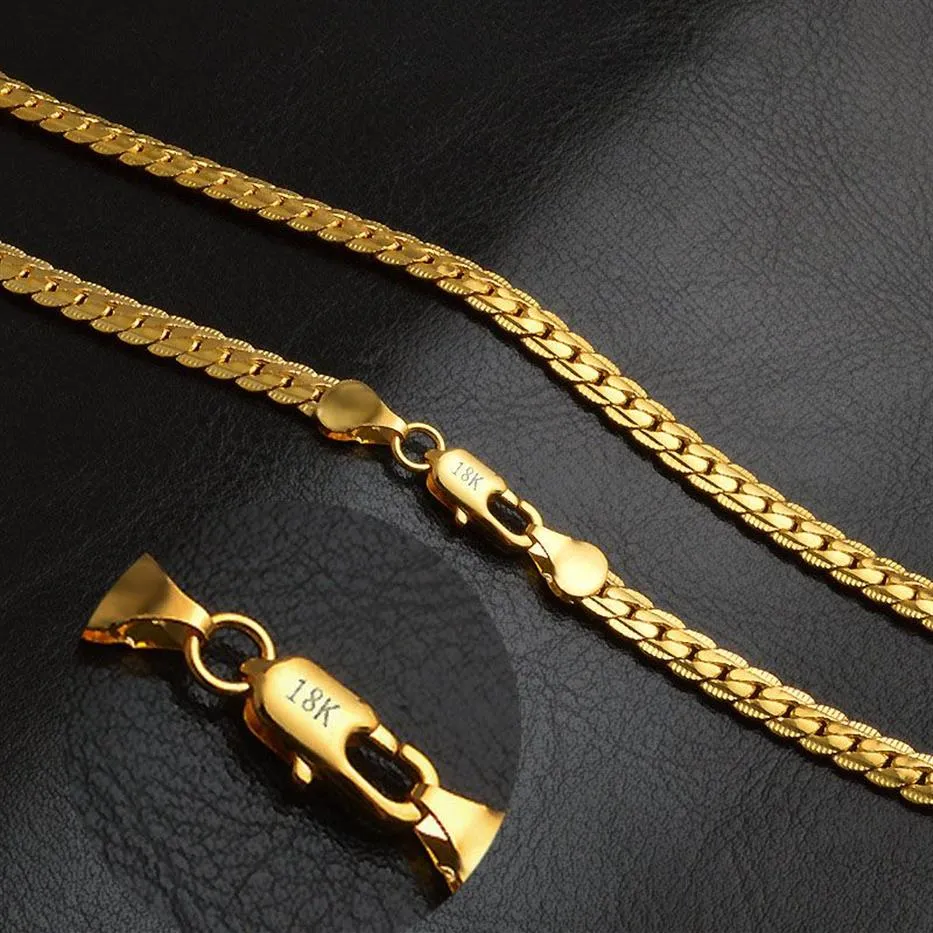 Collier de chaîne à maillons Figaro de luxe de 20 pouces, bijoux pour femmes et hommes, plaqué or véritable 18 carats, chaîne Hip-hop, entier 258T