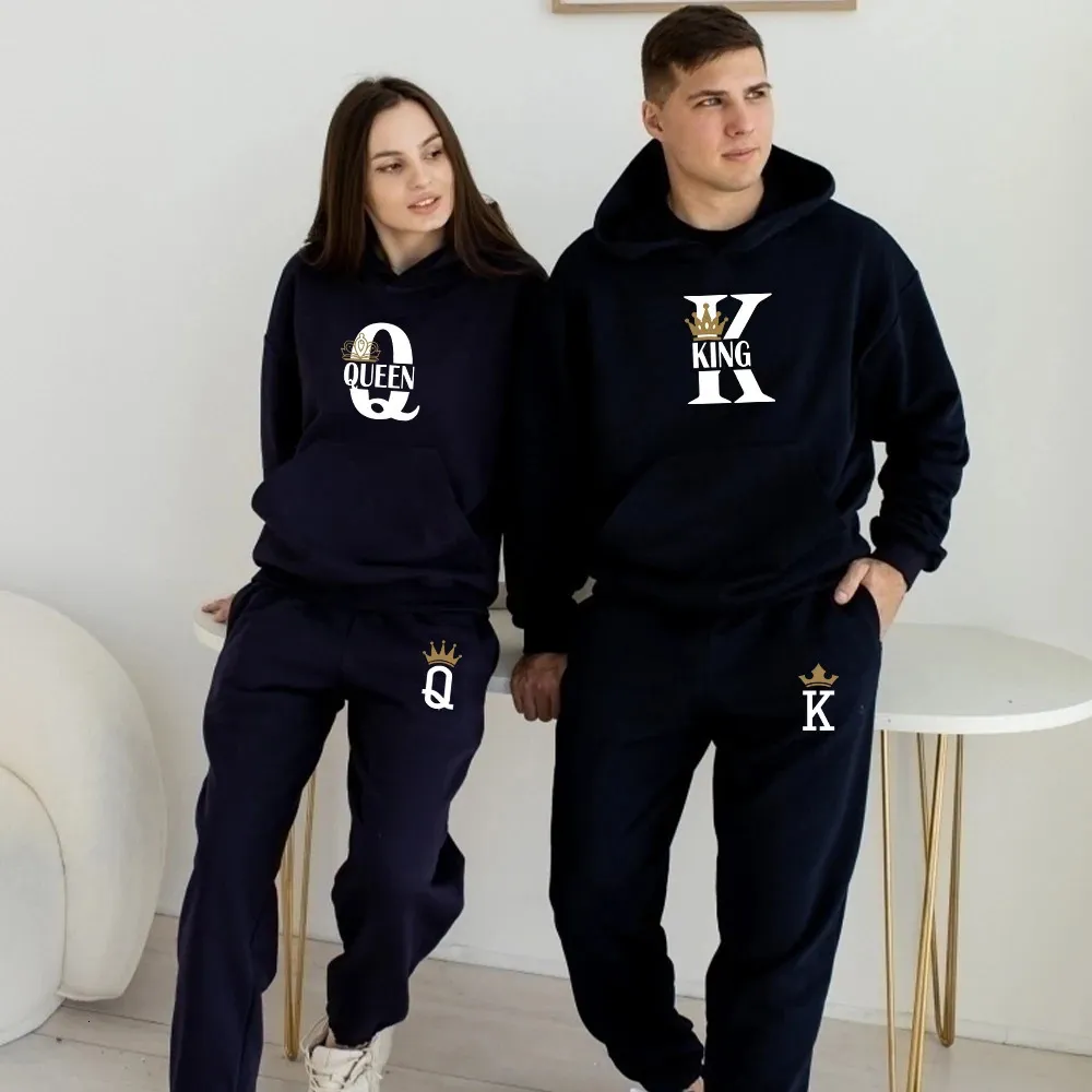 Matching King Queen Print Hoodie Set For Couples Stylish Sportswear Outfit From Nan01 14.88 DHgate.Com