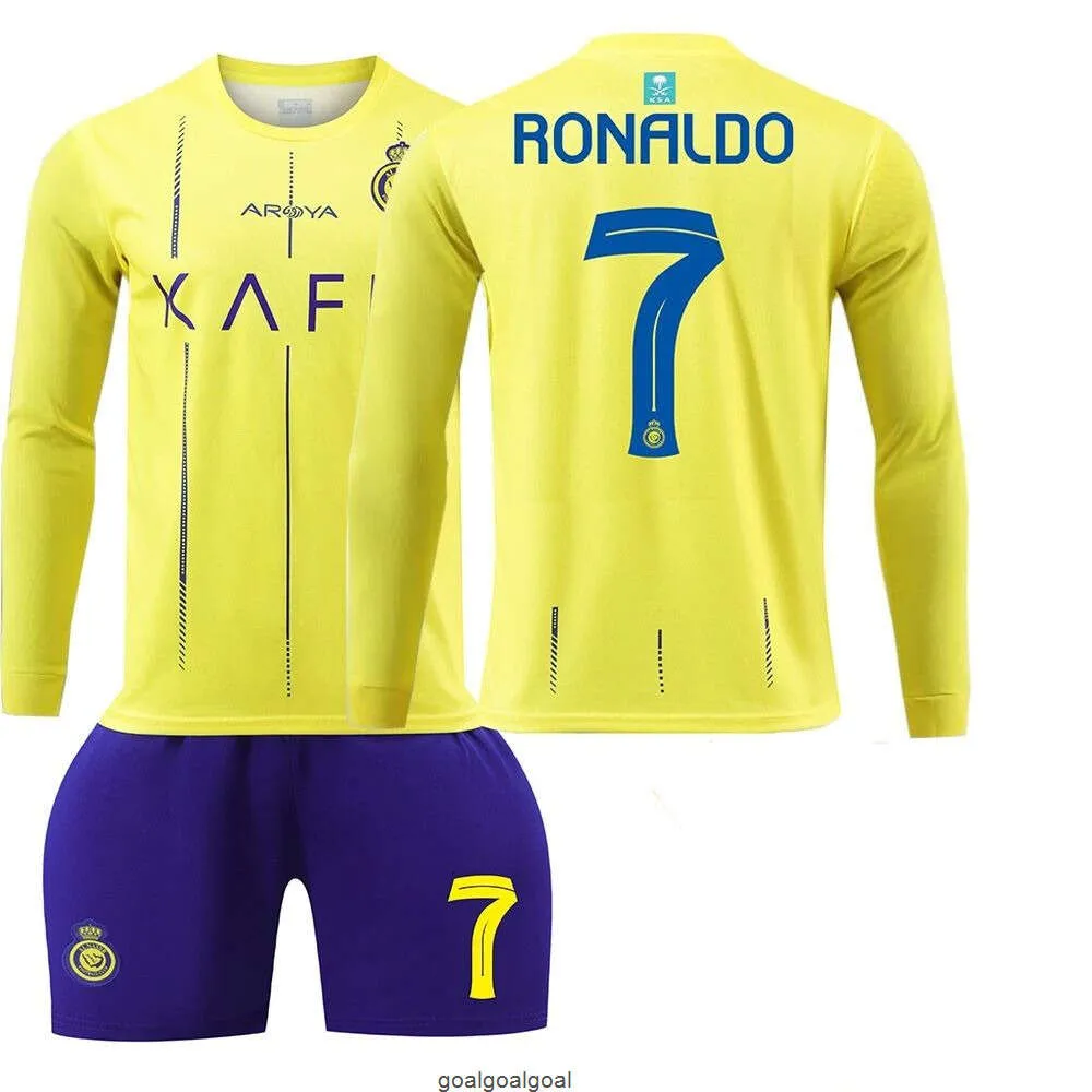 2324 Riyadh Home Long sleeved Autumn/Winter 7 Cristiano Ronaldo Football Jersey Set