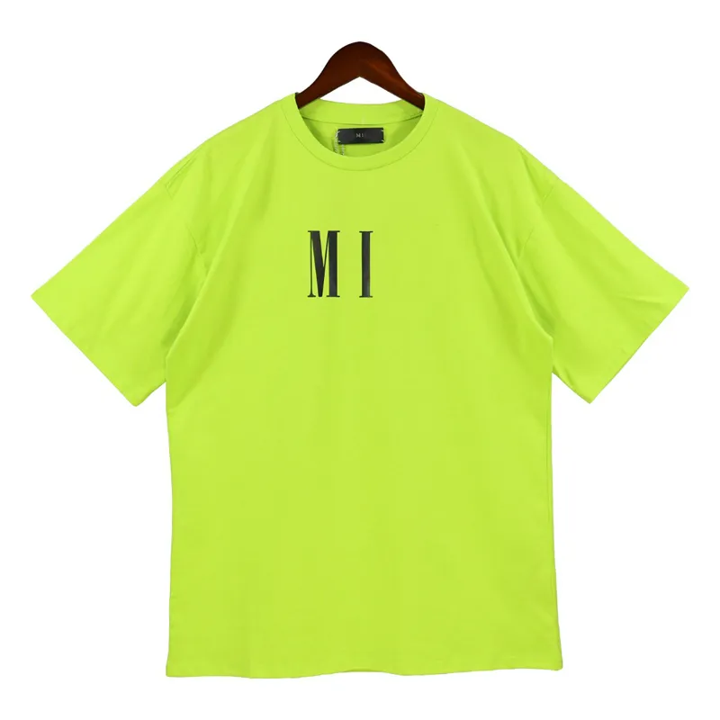 Топ-дизайнерская футболка, мужская футболка, модные свободные топы, повседневные флуоресцентные цвета, украшенные буквами, летняя мода