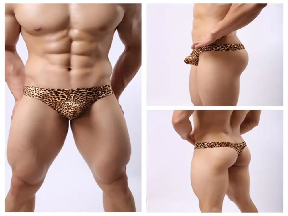Sous-vêtements pour hommes, sous-vêtements Sexy, légers, doux et respirants, imprimé léopard, slip de Bikini en forme de T, tongs et cordes G7869768