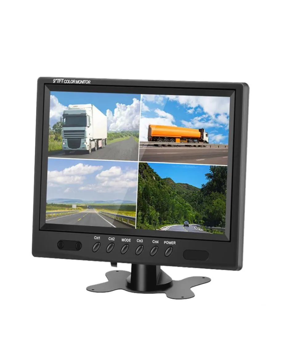 9 inç TFT LCD Split Ekran Dörtlü Monitör Güvenlik Güvenlik Gözetim Araba Başlığı Arka Görüntü Monitör Park Parkı Arka Görünüm Kamerası Sistemi7391770