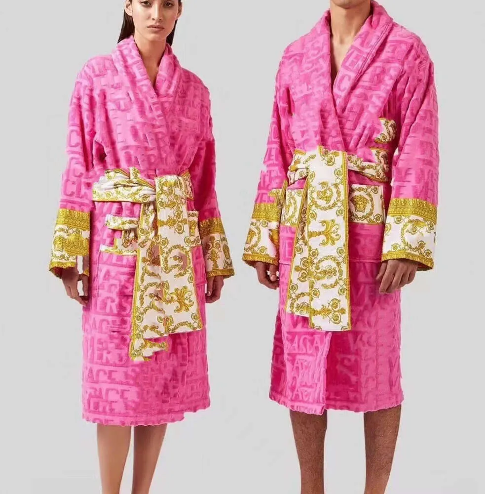 Bath robe bathrobe designer cardigan Lovers Longstyle LUXURY European printing bright 100% cotton luxurious Couple BathRobe wholesale 2 pairs price 10% off 632