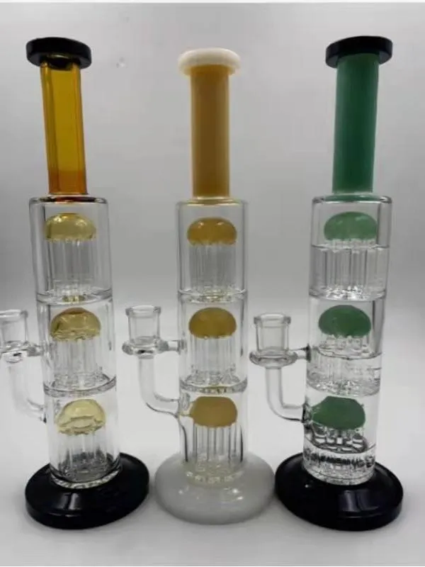 16-Zoll-Bong aus Glas, hoch, 3 Schichten, 3 Farben, Perkolator, 14 mm Gelenk mit Schüssel