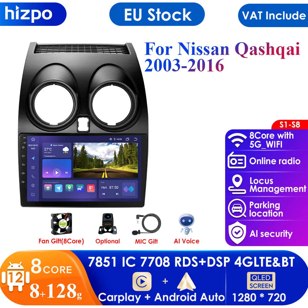 Autoradio Android 9" Pour Nissan Qashqai J10 (2006-2013) - 4 Go RAM, 64 Go ROM, CarPlay/Android Auto Sans Fil, GPS, Caméra De Recul