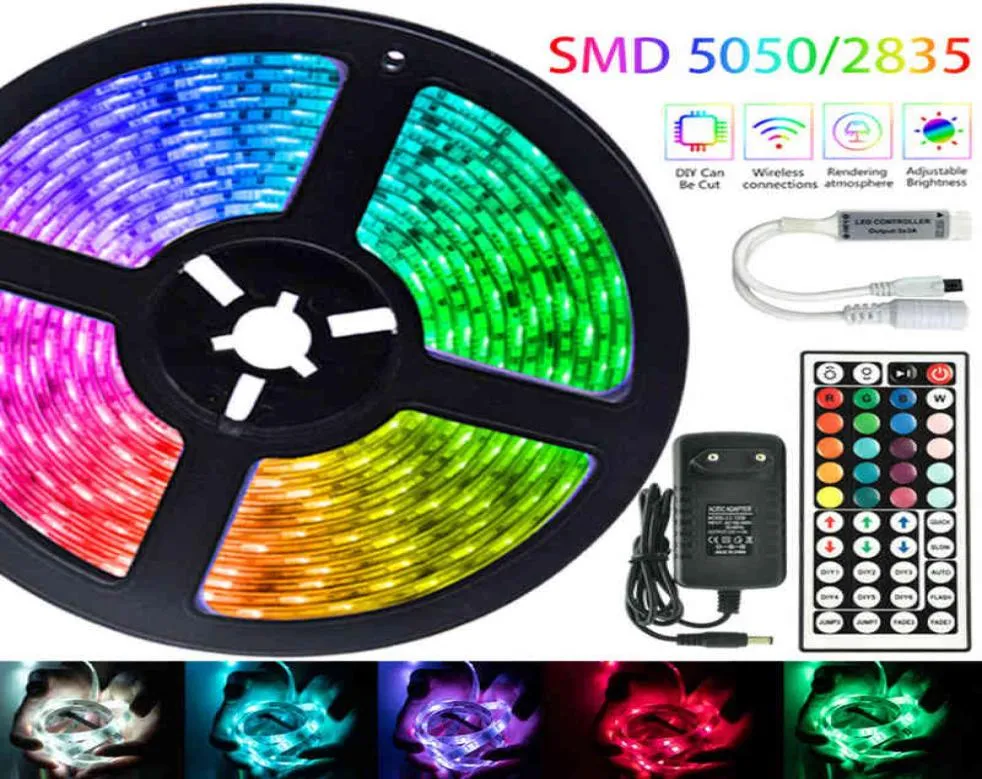 LEDストリップライト赤外線リモートコントロールRGB 5050 2835フェスティバルのための防水12Vリボンランプベッドルームデコレーション5M 10M 20M 30M W29760800