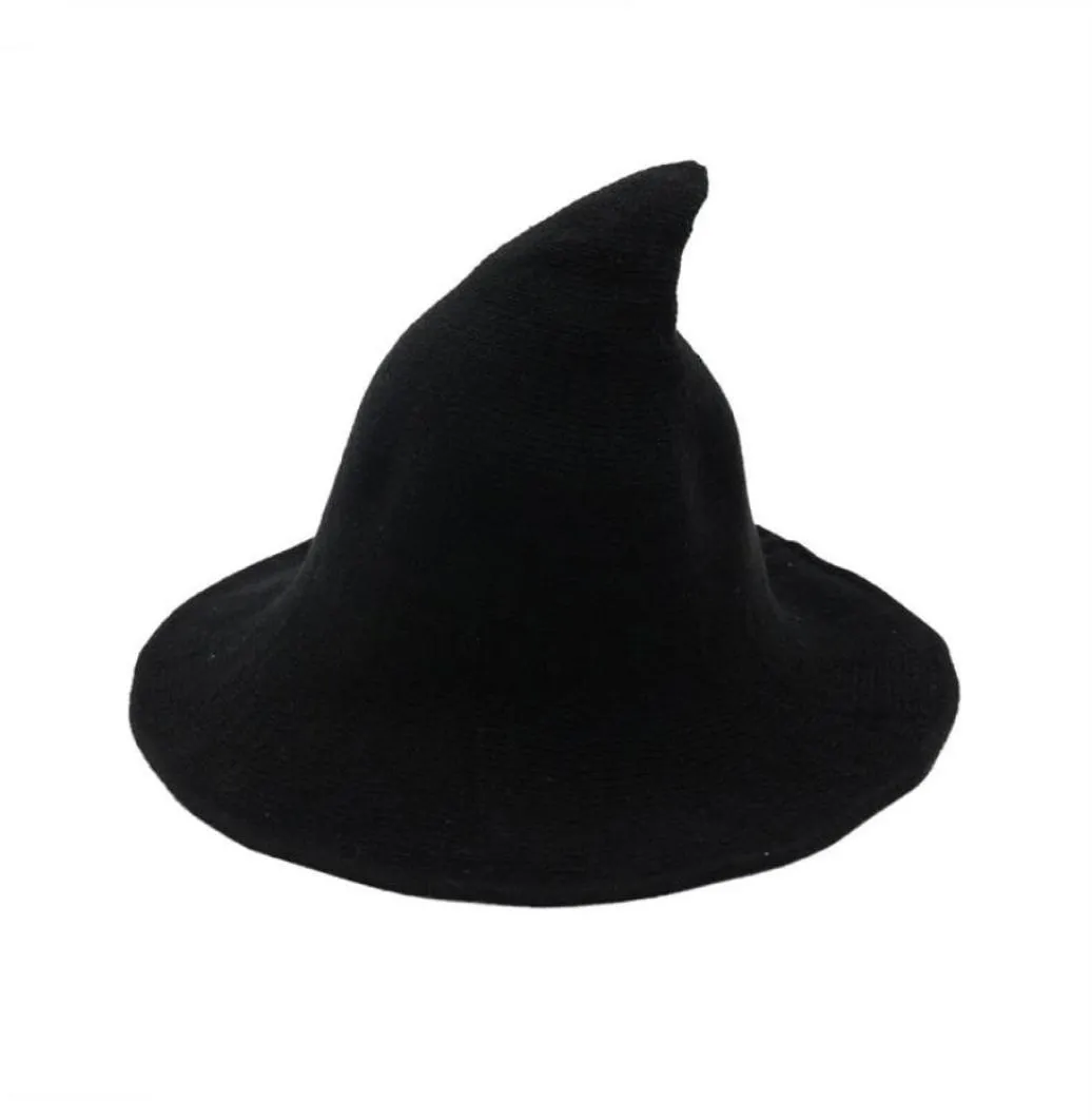 Cappello da strega diversificato lungo il berretto di lana di pecora Cappello da pescatore lavorato a maglia Moda femminile Secchio per lavabo a punta per strega per Halloween313764040907