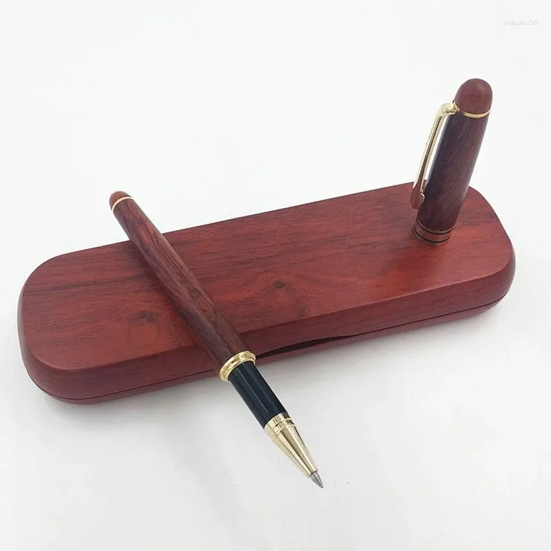 Stylo de signature en bois fait à la main en bois de séquoia de luxe, rouleau de couleur naturelle à encre noire de 0,5 mm, cadeau de Festival