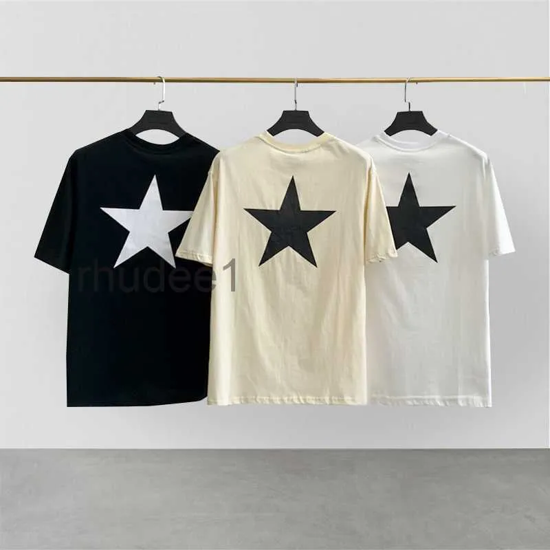 メンズTシャツクラシックメンズエスティーTシャツヒップホップルーズ特大ティー5ポイントスタープリントハイストリートファッションブランド半袖乗組員WPBE