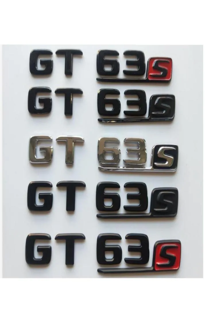 Chrome Black Letters Trunk Badges Emblem Emblem Badge Stikcer för Mercedes X290 Coupe AMG GT 63 S GT63S9552806