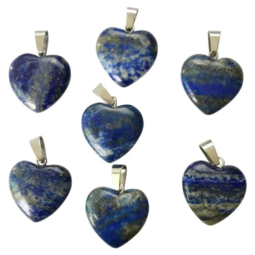 Whole 25pcs lot Fashion Selling natural Lapis Lazuli stone Love heart Pendants for DIY Jewelry making 20mm 265z