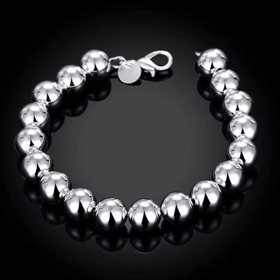 Bangle Fashion Jewelry 925 Pure Silver Plated Charm 10MM Solid Buddha Beads Hollow Beads Bracelets Gift Bag H136310o