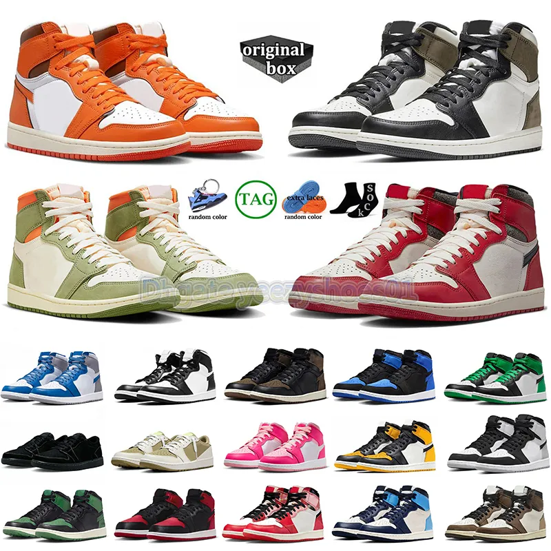 High 1 1s basketball shoes jumpman for mens womens low Black Phantom Celadon Green Glow True Blue Chicago Lost Found Mocha Trainers Sneakers With Box