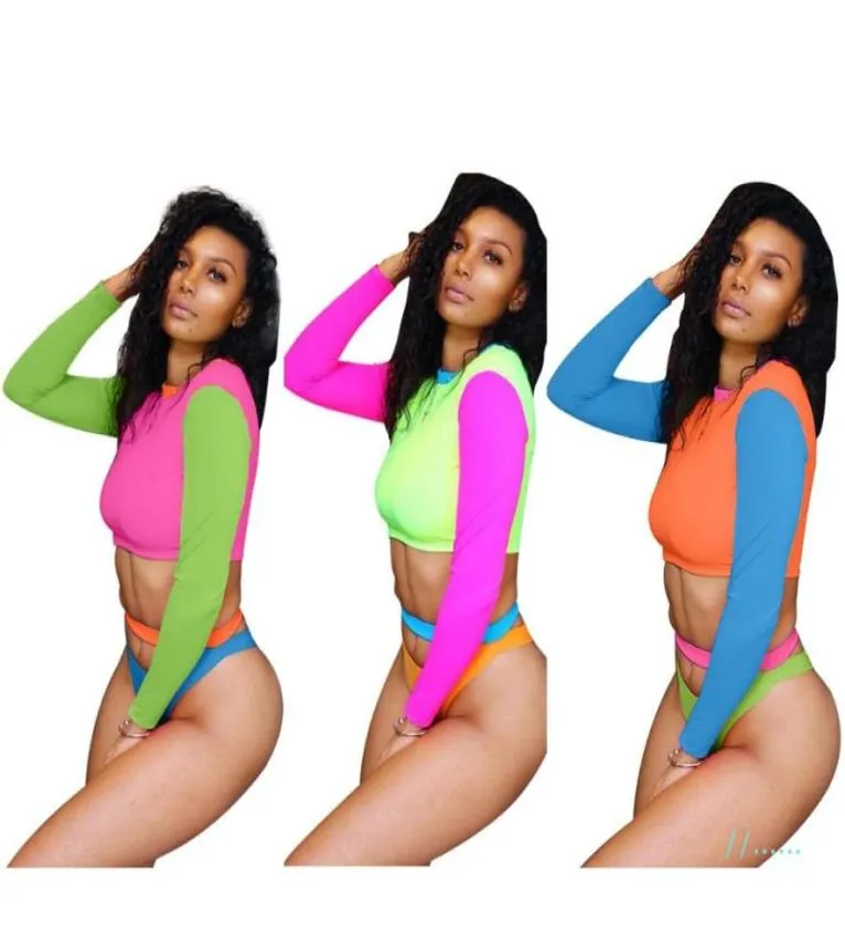 Women Bikni Tankinis Summer Outfits Ladies Long Sleeve Cropsswimming Trunk