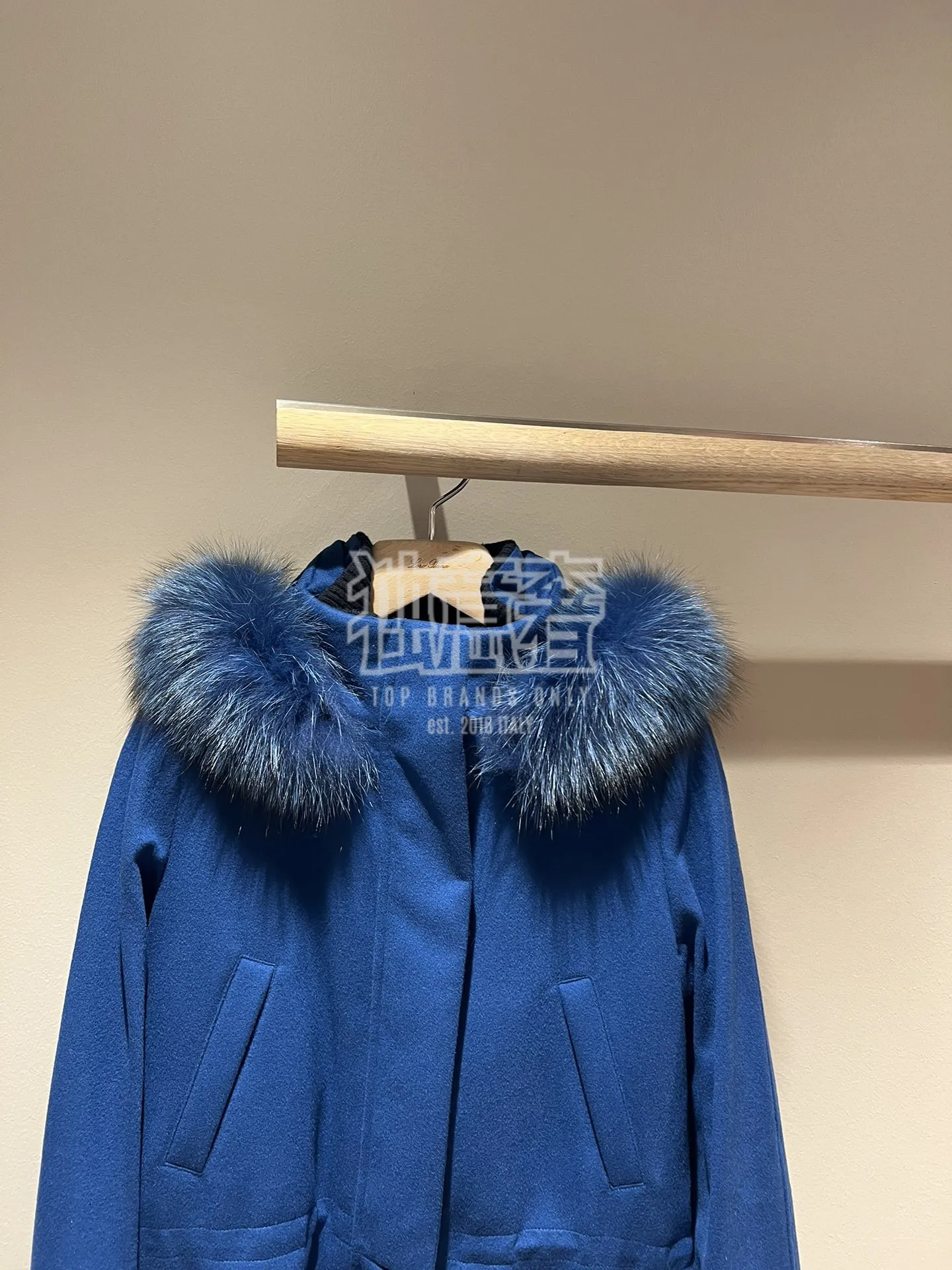 LoroPiano Womens Downs Sapphire Blue Hooded Coat Jackets