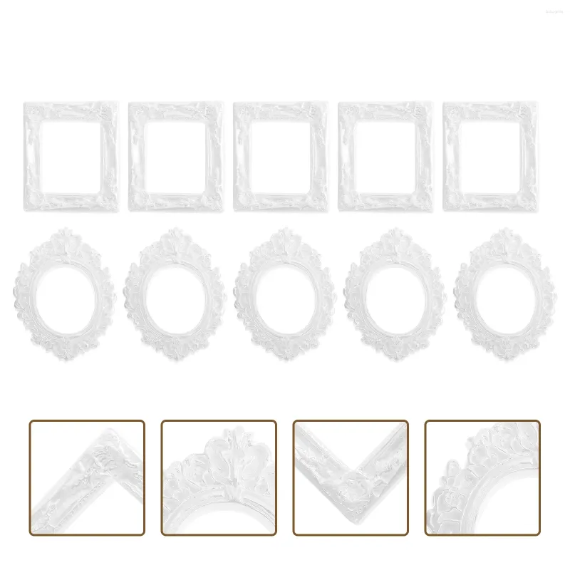 Frames 10 Stuks Kleine Home Decor DIY Po Frame Handgemaakte Hars Props Versiering Sieraden Wit Retro