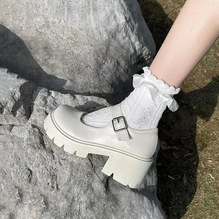 sapatos white women sapatos harakuju lolita jk estudante doce meninas mary jane sapatos japoneses saltos altos redondos de taco de tácio sapatos de sapatos salto