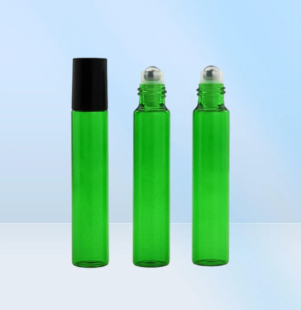 Rotolo di vetro vuoto da 10 ml su bottiglia Contenitore a rullo trasparente blu rosso verde ambrato 13OZ per profumi di aromaterapia con olio essenziale e Li7598544